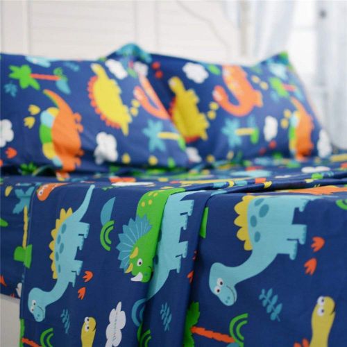  Abreeze Dinosaur Printed Sheet Set for Kids Boys Children 100% Cotton Bedding Sets Sheets & Pillowcases King Size