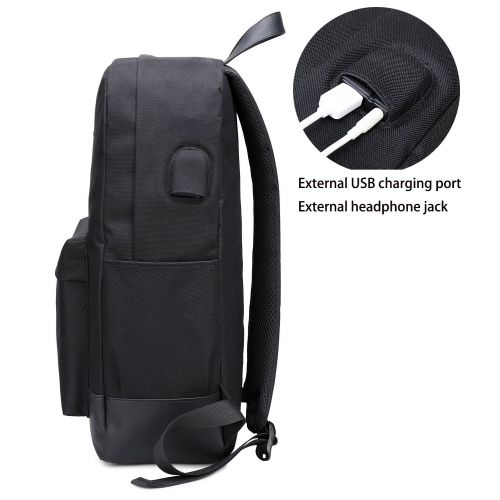  Abshoo Unisex Classic Waterproof School Rucksack Travel Backpack 15.6Inch Laptop Backpacks (Black)