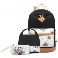 Abshoo Cute Lightweight Canvas Emoji School Backpacks Sets For Girls Boys Bookbags With Lunch Bag (Black Set)
