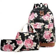 Abshoo Canvas Dot Backpack Cute Teen Girls Backpacks Set 3 Pcs School Bookbags