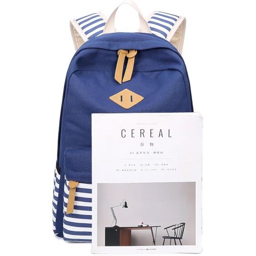  [아마존베스트]Abshoo Causal Canvas Stripe Backpack Cute Teen Backpacks For Girls School Bag