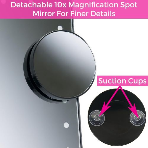  Absolutely Luvly Natural Daylight Lighted Makeup Mirror/Vanity Mirror with Touch Screen Dimming,Detachable 10X Magnification Spot Mirror