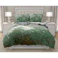 ArtPillow Duvet Cover with abstract art, king duvet cover or queen duvet cover in gray and green, contemporary bedroom decor, River Wind