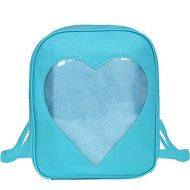 Abuyall Girls Candy Backpacks Transparent Heart Pu Leather Beach School Bag D