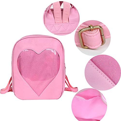  Abuyall Girls Candy Backpacks Transparent Heart Pu Leather Beach School Bag D