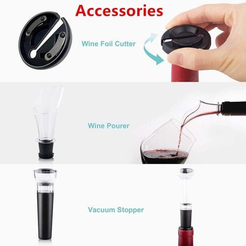  [아마존베스트]Abuzhen Electric Wine Opener, Battery Powered Operated Cordless Automatic Wine Openers Electric with Foil Cutter, Corkscrew Bottle Openers with LED Light for Home Restaurant Party