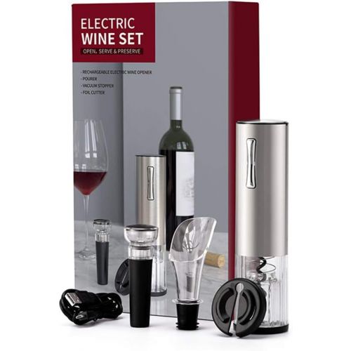  [아마존베스트]Abuzhen Electric Wine Opener, Battery Powered Operated Cordless Automatic Wine Openers Electric with Foil Cutter, Corkscrew Bottle Openers with LED Light for Home Restaurant Party