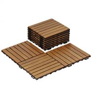 Acacia Furinno FG161033 Tioman Outdoor Floor Wood Tile Interlock 10 Piece/CTN, Honey Oak Color Doormats