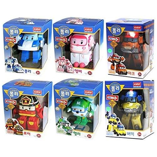 아카데미 Academy Models [6 Pcs SET] Academy Robocar Poli Transforming Robot Toy (Poli, Roy, Amber, Helly, Mark, Bucky)