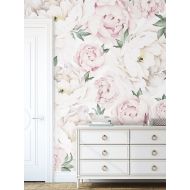 /AccentuWall Peony Flower Mural Wallpaper, Pink, Watercolor Peony Extra Large Wall Art, Peel and Stick Wall Poster