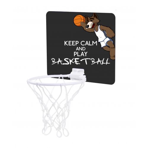  Accessory Avenue Wolf Playing Basketball - Keep Calm and Play Basketball - Childrens 7.5 Long x 9 Wide Mini Basketball Backboard - Goal with 6 Hoop