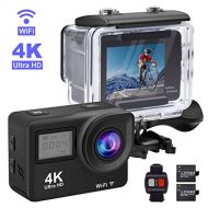 Accfly Sports Action Camera, 4K Waterproof Sport Camera,170 Degree Wide Angle WiFi HD Cam, 12MP 2 Rechargeable Battery