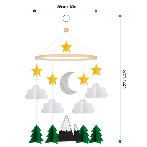  Accmor Baby Crib Mobile, Handmade Baby Mobile Starry Clouds Woodland Nursery Decoration Crib Mobile for Night Boys Girls Baby Shower, Unique Crib Mobile Nursery Decor (2019 Newest)