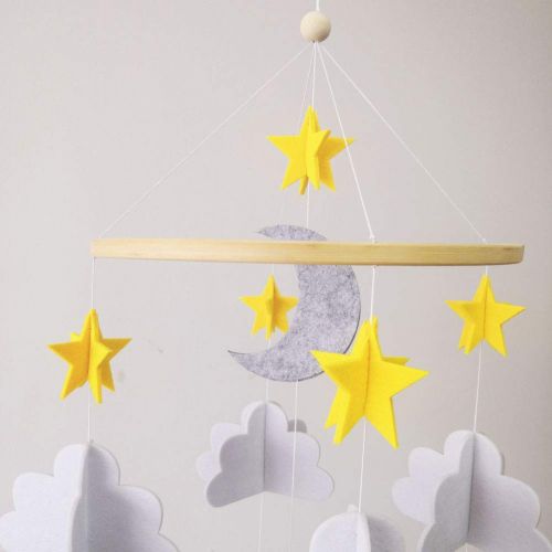  Accmor Baby Crib Mobile, Handmade Baby Mobile Starry Clouds Woodland Nursery Decoration Crib Mobile for Night Boys Girls Baby Shower, Unique Crib Mobile Nursery Decor (2019 Newest)