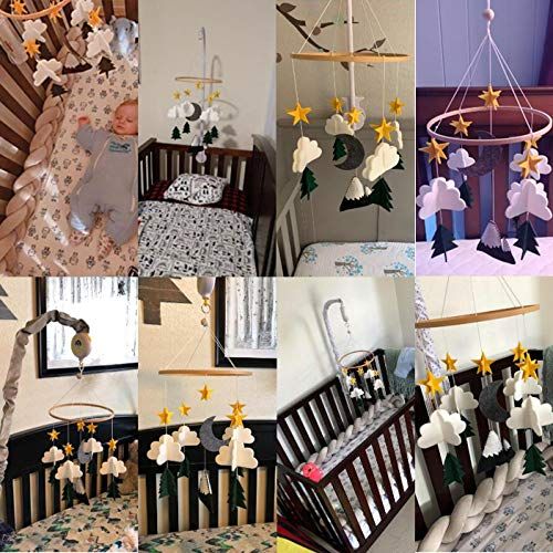  Accmor Baby Crib Mobile, Handmade Baby Mobile Starry Clouds Woodland Nursery Decoration Crib Mobile for Night Boys Girls Baby Shower, Unique Crib Mobile Nursery Decor (2019 Newest)