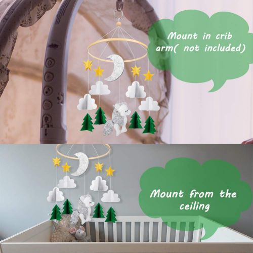  Accmor Baby Crib Mobile, Handmade Baby Mobile Starry Clouds Woodland Nursery Decoration Crib Mobile for Night Boys Girls Baby Shower, Unique Crib Mobile Nursery Decor (2019 Newest)