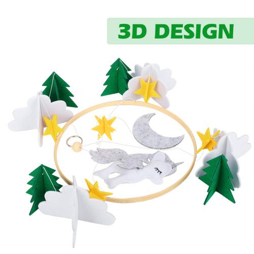  Accmor Baby Crib Mobile, Handmade Baby Mobile Starry Clouds Woodland Nursery Decoration Crib Mobile for Night Boys Girls Baby Shower, Unique Crib Mobile Nursery Decor (2019 Newest)