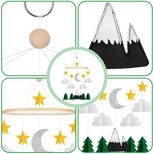  Accmor Baby Crib Mobile, Handmade Baby Mobile Starry Clouds Woodland Nursery Decoration Crib Mobile for Night Boys Girls Baby Shower, Unique Crib Mobile Nursery Decor (2019 Newest)