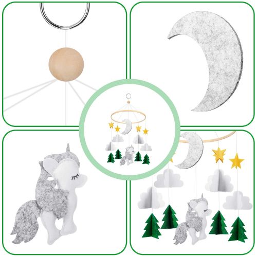  Accmor Baby Crib Mobile, Handmade Baby Mobile Starry Clouds Woodland Nursery Decoration Crib Mobile for Night Boys Girls Baby Shower, Unique Crib Mobile Nursery Decor (2019 Newest)