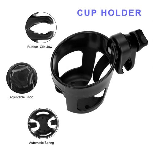  Universal Cup Holder by Accmor, Stroller Cup Holder, Water Cup Holder, Attachable Drinking Bottle Organizer, 360 Degrees Rotation Cup Drink Holder for Stroller, Pushchair Bike,Walk