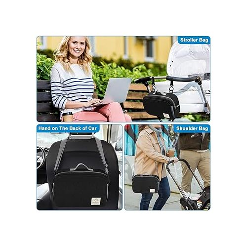  Accmor Stroller Organizer, Universal Stroller Organizer with Insulated Cup Holder Pocket, Dual Purpose Large Capacity Stroller Bag Caddy, Stroller Accessories Fits for Uppababy, Doona, Nuna Strollers