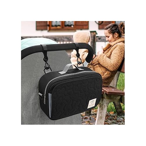  Accmor Stroller Organizer, Universal Stroller Organizer with Insulated Cup Holder Pocket, Dual Purpose Large Capacity Stroller Bag Caddy, Stroller Accessories Fits for Uppababy, Doona, Nuna Strollers