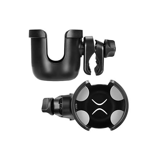  Accmor Stroller Cup Holder, Universal Cup Holder, Bike Cup Holder, 360° Rotatable Large Caliber Drinks Holder for Stroller, Bike, Wheelchair, Walker, Black