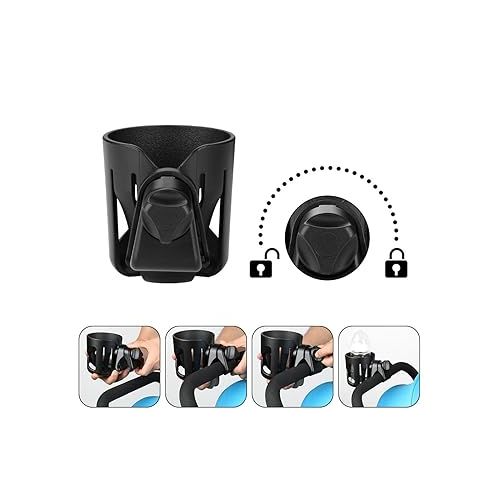  Accmor Universal Cup Holder, Stroller Cup Holder, Bike Cup Holder, 360° Rotatable Large Caliber Designed Cup Holder for Stroller, Wheelchair, Walker, Scooter, Black