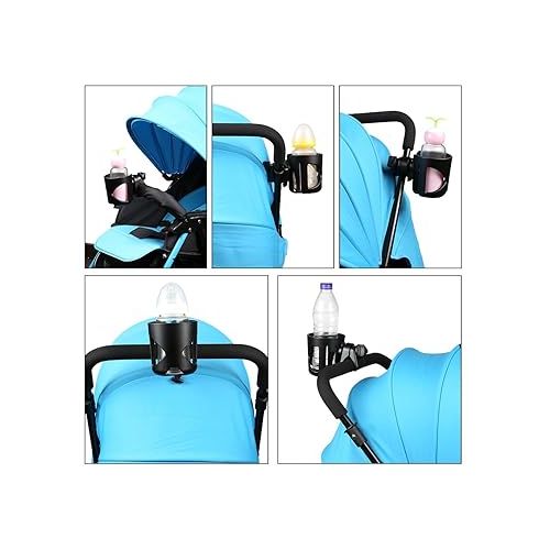  Accmor Universal Cup Holder, Stroller Cup Holder, Bike Cup Holder, 360° Rotatable Large Caliber Designed Cup Holder for Stroller, Wheelchair, Walker, Scooter, Black