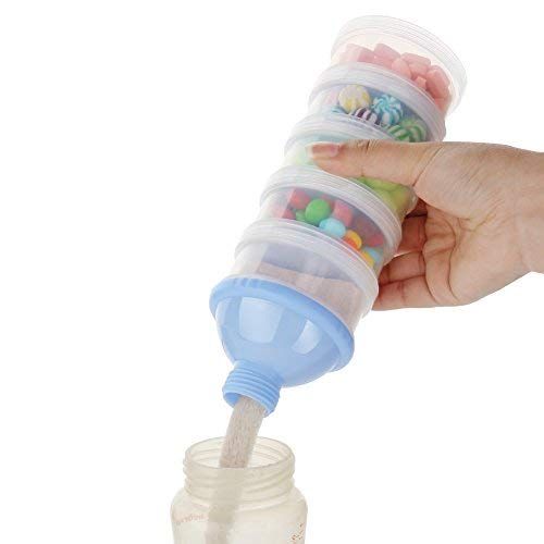  [아마존베스트]Accmor Baby Milk Powder Formula Dispenser, Non-Spill Smart Stackable Baby Feeding Travel Storage Container, BPA Free, 5 Compartments, 2 Pack