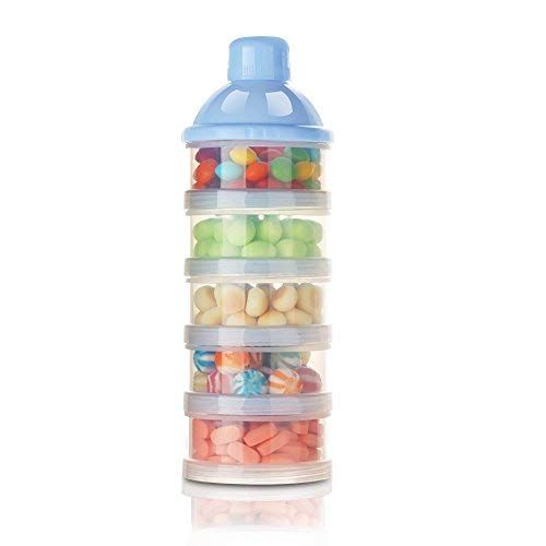  [아마존베스트]Accmor Baby Milk Powder Formula Dispenser, Non-Spill Smart Stackable Baby Feeding Travel Storage Container, BPA Free, 5 Compartments, 2 Pack