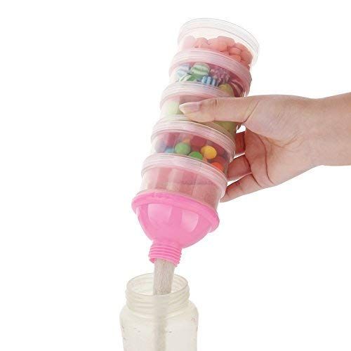  [아마존베스트]Accmor Baby Milk Powder Formula Dispenser, Non-Spill Smart Stackable Baby Feeding Travel Storage Container, BPA Free, 5 Compartments, 2 Pack