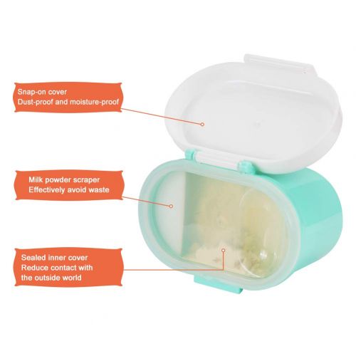  [아마존베스트]Portable Formula Dispenser with Scoop by Accmor, BPA Free Milk Powder Container, Food Storage, Candy Fruit Box, Snack Containers, for Infant Toddler Children Travel (Green)