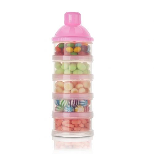  [아마존베스트]Accmor Baby Milk Powder Formula Dispenser, Non-Spill Smart Stackable Baby Feeding Travel Storage Container, BPA Free, 5 Compartments,3 Pack