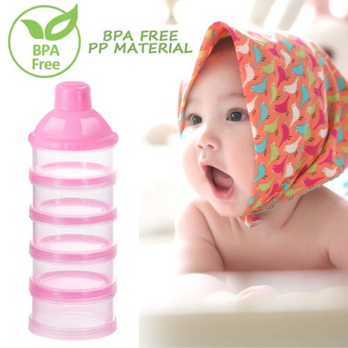  [아마존베스트]Accmor Baby Milk Powder Formula Dispenser, Non-Spill Smart Stackable Baby Feeding Travel Storage Container, BPA Free, 5 Compartments,3 Pack