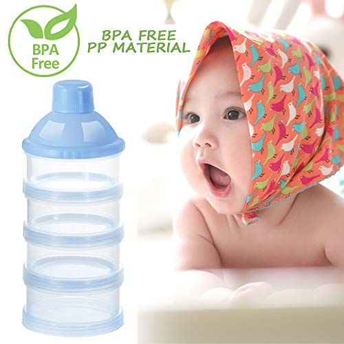  [아마존베스트]Accmor Baby Milk Powder Formula Dispenser, Non-Spill Smart Stackable Baby Feeding Travel Storage Container, BPA Free, 4 Compartments,Clear