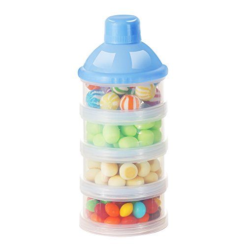  [아마존베스트]Accmor Baby Milk Powder Formula Dispenser, Non-Spill Smart Stackable Baby Feeding Travel Storage Container, BPA Free, 4 Compartments,Clear