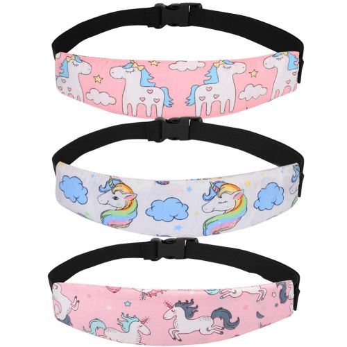  [아마존베스트]Accmor 3 Pack Baby Carseat Head Support Band Strap, Unicorn Band for Carseats Stroller Neck Relief...