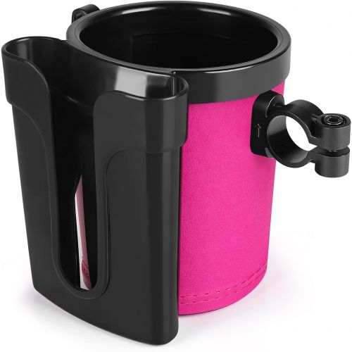  Accmor Bike Cup Holder with Cell Phone Keys Holder, Universal Bar Drink Cup Can Holder for Bicycles, Motorcycles, Scooters, Black Pink