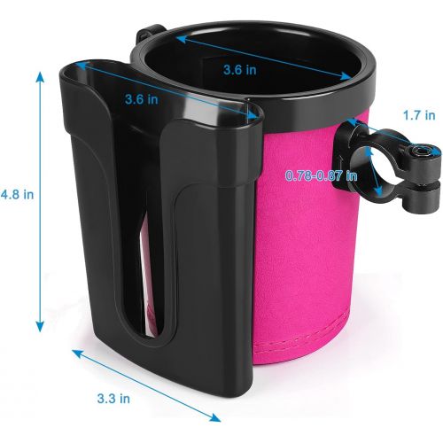  Accmor Bike Cup Holder with Cell Phone Keys Holder, Universal Bar Drink Cup Can Holder for Bicycles, Motorcycles, Scooters, Black Pink