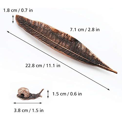  인센스스틱 Accmor Incense Holder Set, Leaf and Snail Incense Burner, Incense Ash Catcher, Incense Sticks Holder for Counters, Meditation Room, Yoga, Home, Office, Red Copper