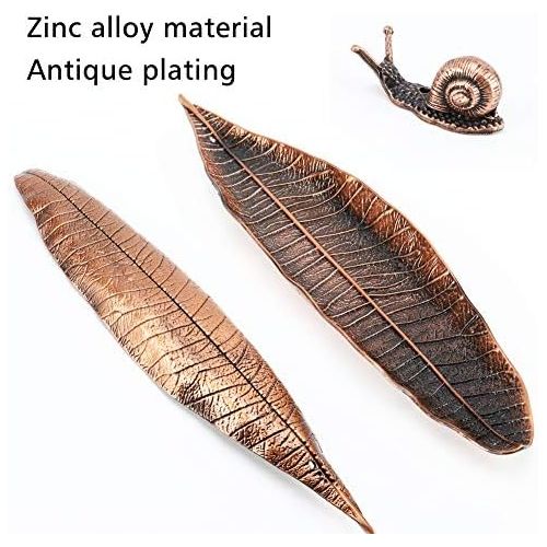  인센스스틱 Accmor Incense Holder Set, Leaf and Snail Incense Burner, Incense Ash Catcher, Incense Sticks Holder for Counters, Meditation Room, Yoga, Home, Office, Red Copper