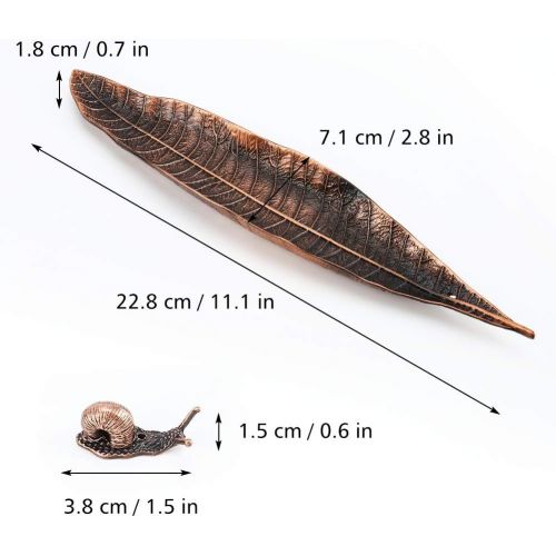  인센스스틱 Accmor Incense Holder Set, Leaf and Snail Incense Burner, Incense Ash Catcher, Incense Sticks Holder for Counters, Meditation Room, Yoga, Home, Office, Red Copper