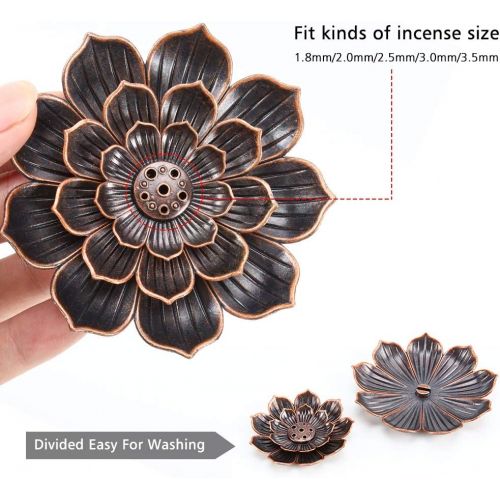  인센스스틱 Accmor Zinc Alloy Incense Holder, Lotus Stick Incense Burner, Incense Holder for Stick/Coil/Cone Incense with Ash Catcher,Copper