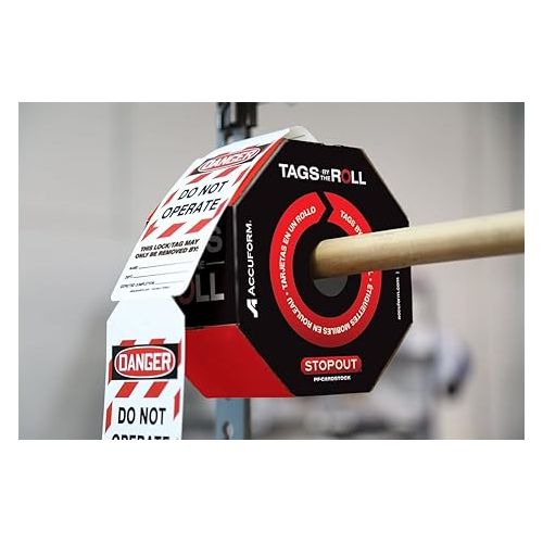 Accuform 100 Lockout Tags By-The-Roll, Danger Do Not Operate, US Made OSHA Compliant Tags, Tear & Water Resistant PF-Cardstock, 6.25