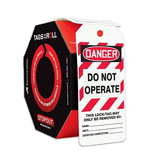  Accuform TAR404 Tags by-The-Roll Lockout Tags,Danger DO NOT Operate, PF-Cardstock, (Roll of 100)