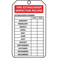 Accuform TRM101PTP RP-Plastic Mini Tag, LegendFIRE EXTINGUISHER INSPECTION RECORD, 4-1/4 Length x 2-1/8 Width x 0,015 Thickness, Red/Black on White (Pack of 25)