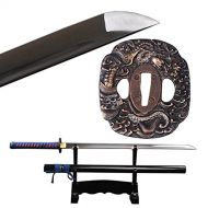 Ace Shijian Plain Ninja Sword Straight Blade High Carbon Steel Katana Full Tang Real Sharp with Rosewood Scabbard