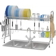 Over The Sink Dish Drying Rack, Ace Teah Dish Rack with Utensil Holder Hooks for Kitchen