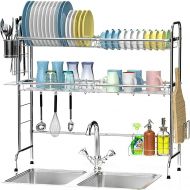 Over The Sink Dish Rack, Ace Teah Large Dish Drying Rack with Utensil Holder Hooks